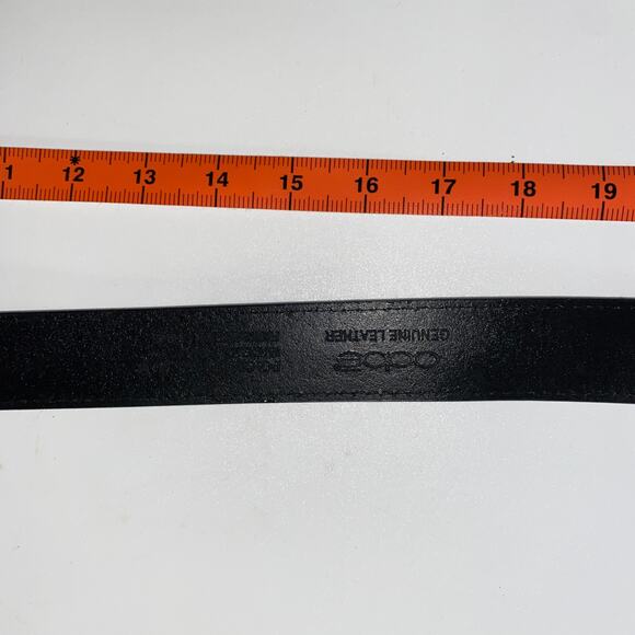 oobe Black Genuine Leather Silver-Tone Hardware Belt Men's Size Medium - Picture 5 of 7